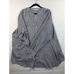 Plus Size Calvin Klein Herringbone Blouse w/optional roll sleeves - Size 3X